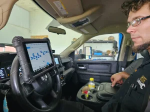 A mechanic from GMK Mechanical performing engine diagnostics in Gap, PA