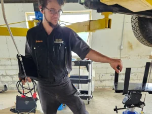 A Mechanic from GMK Mechanical working on a vehicle in Intercourse, PA