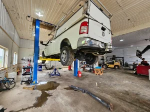 Large White Diesel Truck getting engine repairs by GMK Mechanical in Quarryville, PA