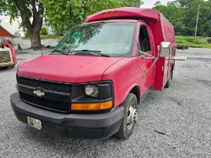 Red Diesel Truck going for Engine repairs at GMK Mechanical in York, PA